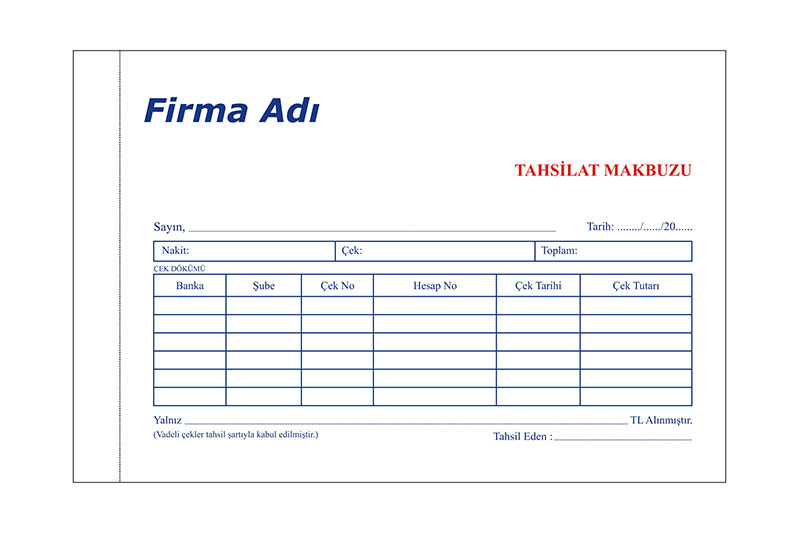 Tahsilat Makbuzu - Sözleşme - Sipariş Fişi